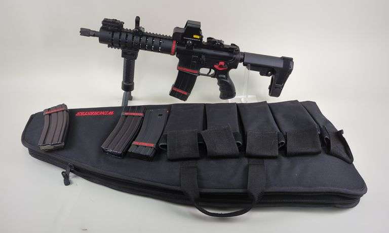 Franklin Armory FAI-15 .223 Rem Pistol SN# A-33692, 4 Total Mags, Red/Green Sight, Troy Ind. Folding Battlesights, Bipod Front Grip, Adjustable Brace, In Soft Case image