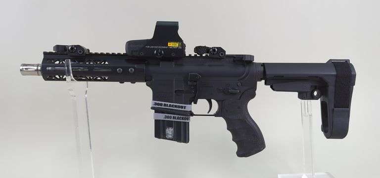I.O. Inc I0-15 .300 Blackout Pistol SN# NH0000898, L3 EOTech Red/Green Sight, Troy Ind. Battlesights, Adjustable Brace image