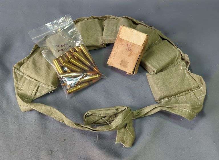 7.9mm And 8mm Ammo, Approx 98 Rds, Some In Stripper Clips In Bandolier, Local Pickup Only image