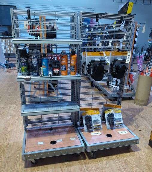 Metal And Wood Rolling Retail Display Rack End Cap Units, Qty 2, Contents NOT Included image