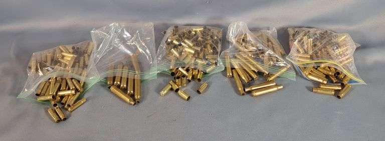 Empty Brass Assortment Including 300 Blk Approx Qty 60, 7mm Rem Approx Qty 7, 10mm Approx Qty 83, 30-06 Approx Qty 23, And Cleaned 7.62x39 Approx Qty 66 image
