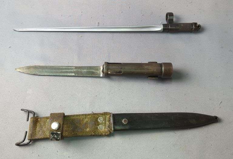 Socket Bayonet, 6" Blade, And Spike Bayonet, 12" Blade, Socket Is In Scabbard image