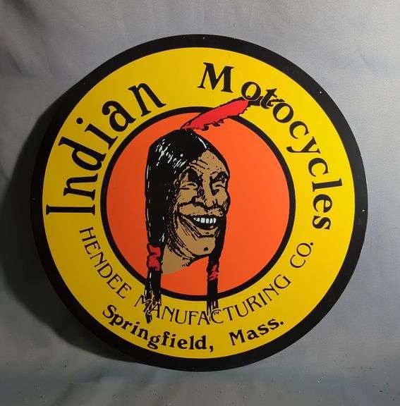 Indian Motorcycles Hendee Manufacturing Co. Metal Advertising Sign image
