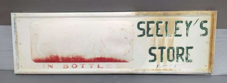 Coca-Cola 'In Bottles' Seeley's Store Painted Metal Sign image