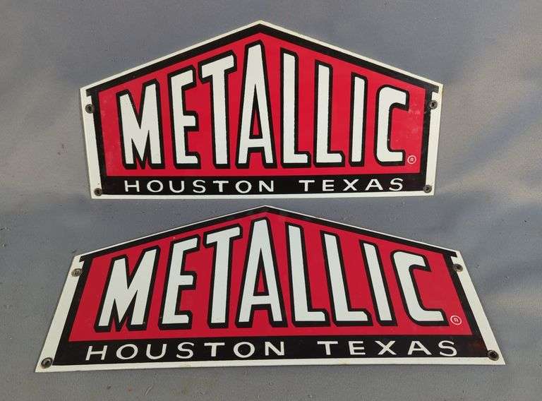 Metallic Houston Texas Enamel Sign, Qty 2 image