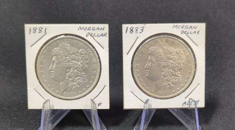 1881 And 1883 Morgan Silver Dollars image