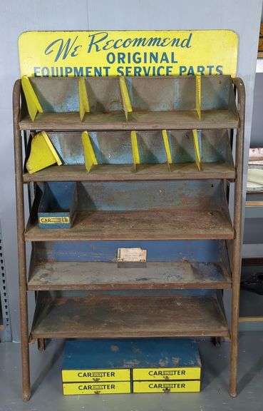 Carter Carburetor Parts Display Rack With Drawer Set And Sections image