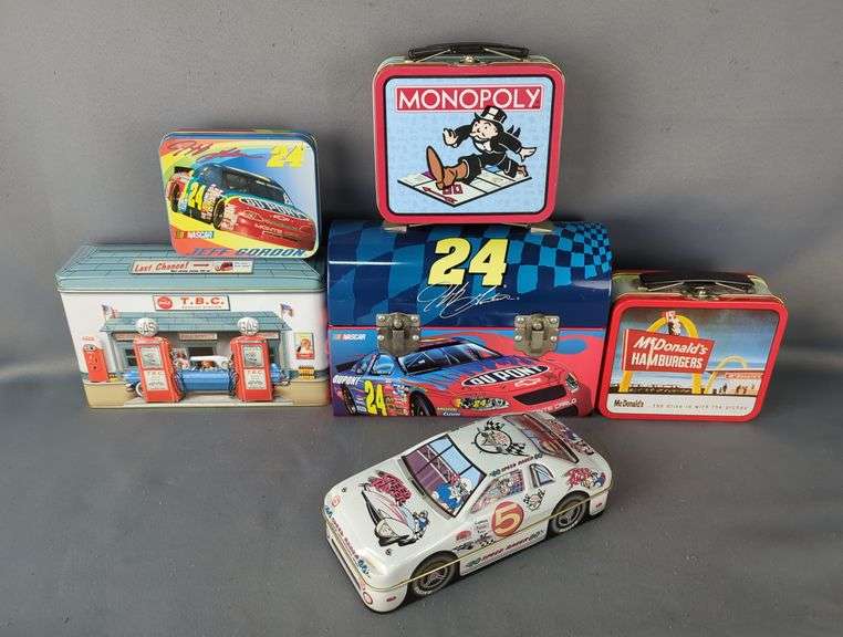 Decorative Metal Tins Featuring Coca-Cola, NASCAR, Speed Racer, and Monopoly image