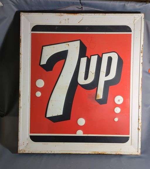 Vintage Metal 7up Advertising Sign by Stout Sign Co. image