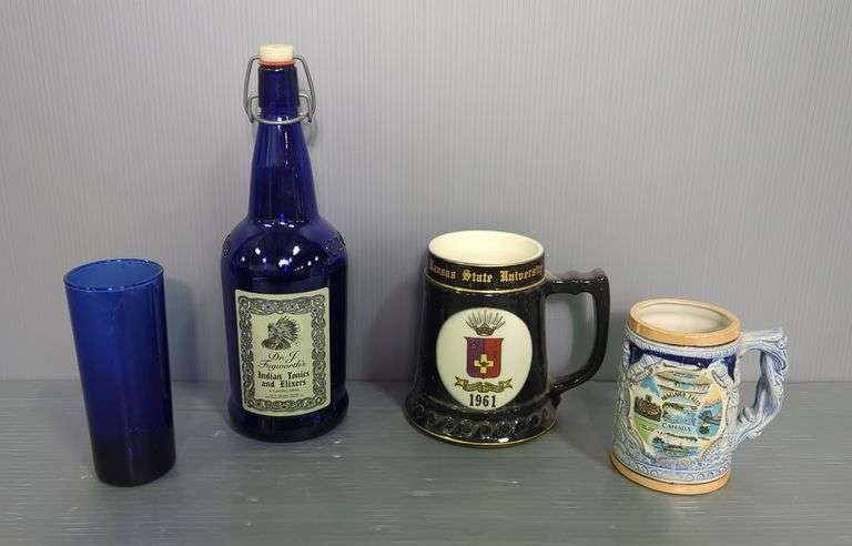 Ceramic And Glass Mugs And Bottle image