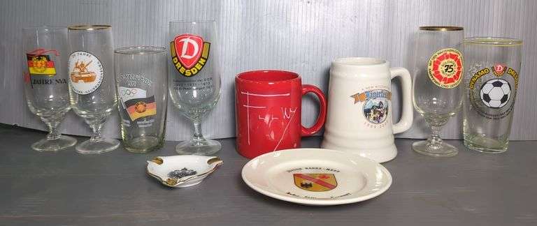 German Decorative Mugs, Ashtrays, Glasses and Plates image
