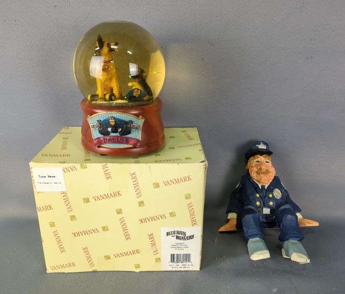 Police Dog Snow Globe And Police Officer Figurine image