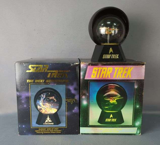 Star Trek Lighted Musical Star Globes - Klingon Bird-of-Prey & USS Enterprise NCC 1701 image