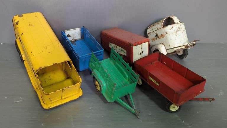 Ertl, Hubley, Tonka, And More Metal Toy Trailers, Qty 6 image