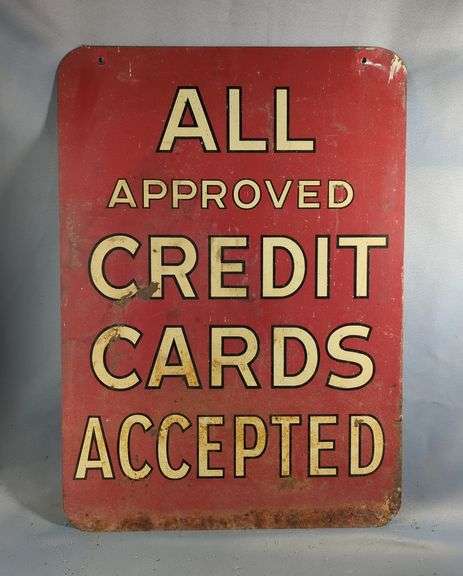 Double-Sided "All Approved Credit Cards Accepted" Metal Sign image