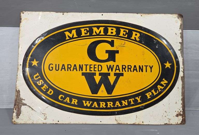 Guaranteed Warranty Used Car Plan Metal Sign image