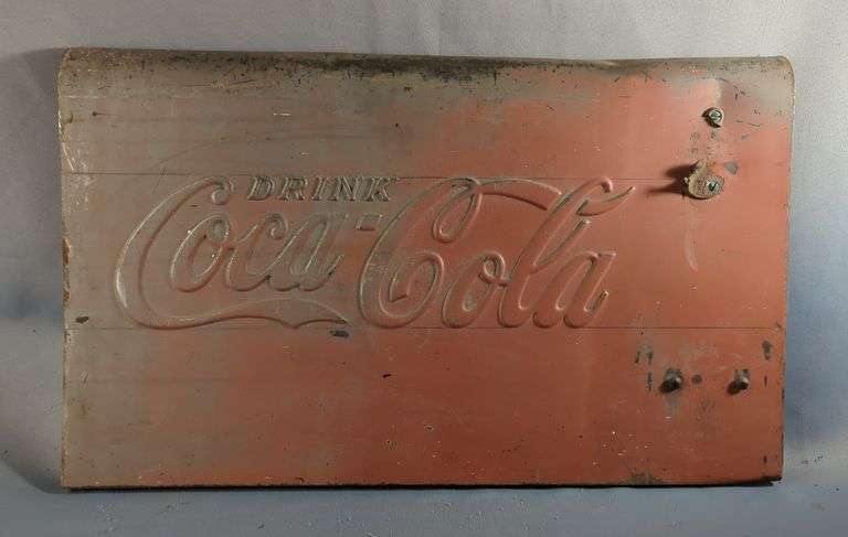 Embossed Metal Coca-Cola Advertising Cooler Panel image