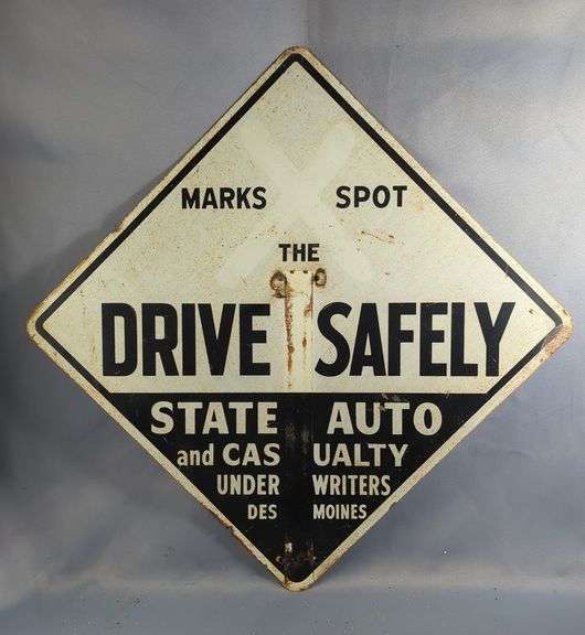 Double-Sided 'Drive Safely' and 'Think!' Sign image