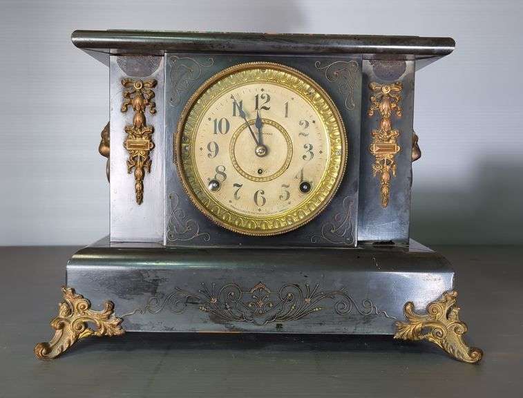 Seth Thomas Mantle Clock With Ornate Metal Details image