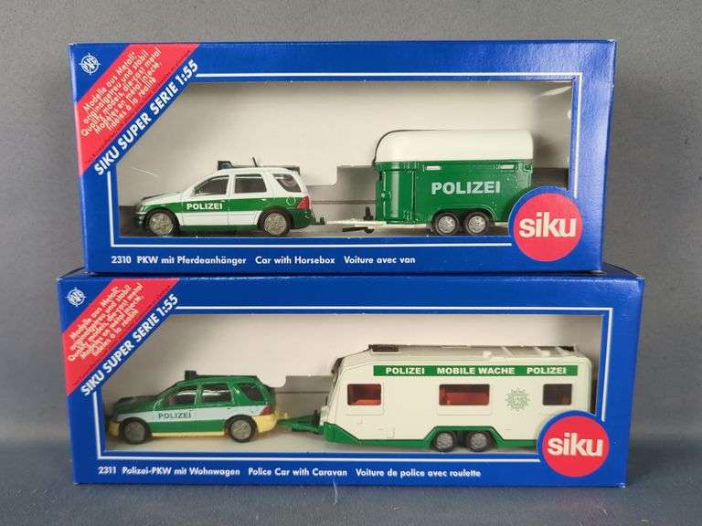 Siku Super Serie Diecast Polizei Car With Caravan and Horsebox, Qty 2 image