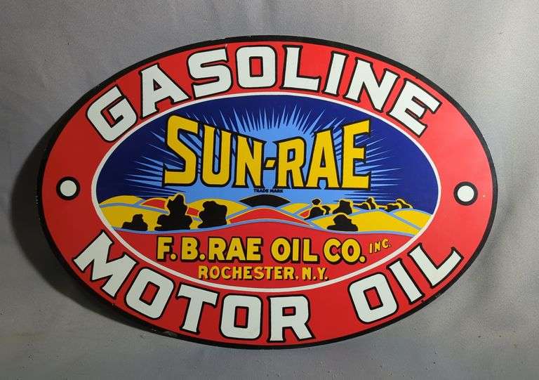 Sun-Rae Gasoline Motor Oil Metal Sign image