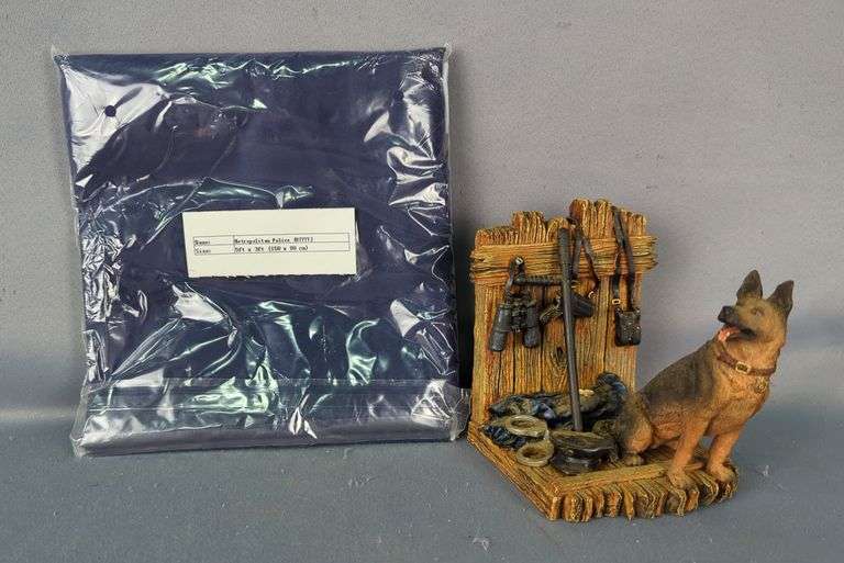 Blue Hats of Bravery Police Dog Figurine with Metropolitan Police Flag image