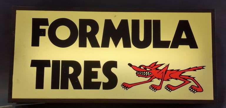 Formula Tires Lighted Sign With Coyote Graphic image