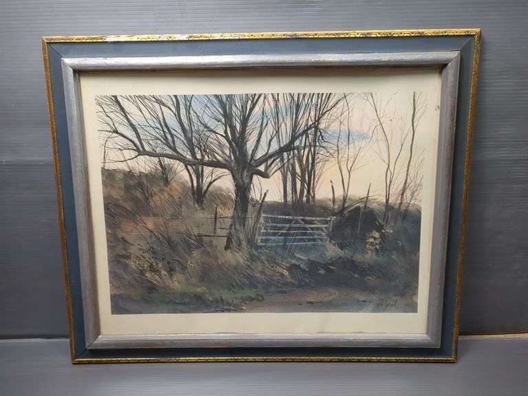 J.R. Hamil (Kansas City 1937-2022) 'Gate To Somewhere' Print Of Watercolor, Framed, 22" x 37"