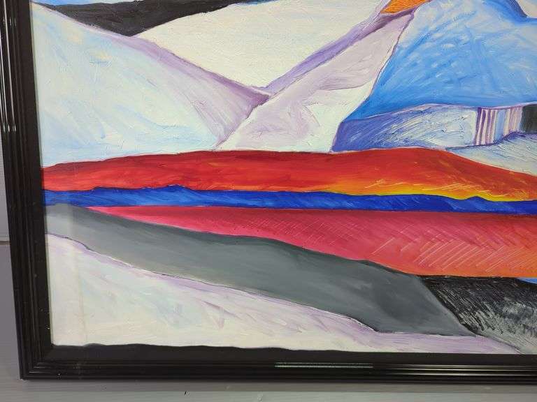 Randy Rudman Original Contemporary Oil On Canvas, Framed, 51" X 63", Some Water Damage