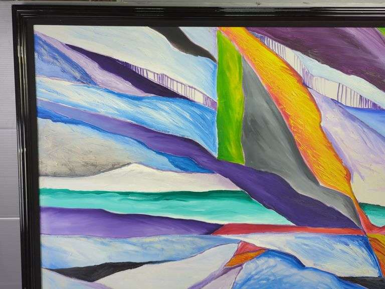 Randy Rudman Original Contemporary Oil On Canvas, Framed, 51" X 63", Some Water Damage
