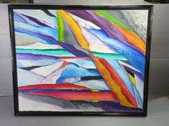 Randy Rudman Original Contemporary Oil On Canvas, Framed, 51" X 63", Some Water Damage