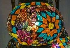 Turkish Mosaic Bronze Finish Table Lamp With 3 Hanging Globes, 22.25" Tall