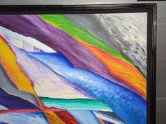Randy Rudman Original Contemporary Oil On Canvas, Framed, 51" X 63", Some Water Damage