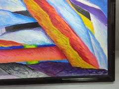 Randy Rudman Original Contemporary Oil On Canvas, Framed, 51" X 63", Some Water Damage