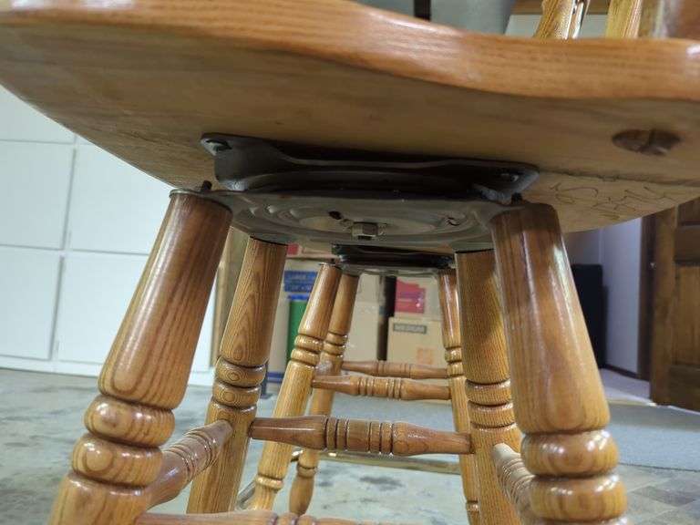 Wood Swivel Bar Stools with Footrest, Qty 2