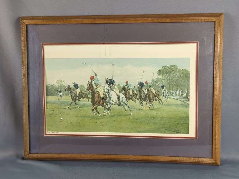 George Wright (British, 1860-1944) 'A Question Of Pace' Print, Signed, Framed And Double Matted, 22.5" X 30", Water Damage To Matting And Scratches In Acrylic Cover