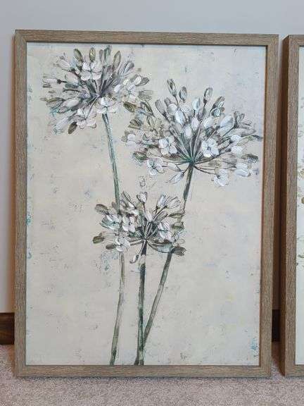 Framed Floral and Tree Prints, Qty 2