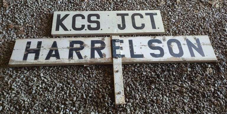 KCS JCT Harrelson Wood Railroad Sign