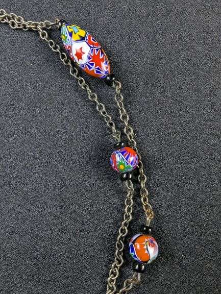Millefiori Style Bead Necklace, Earrings, and Pendants Set