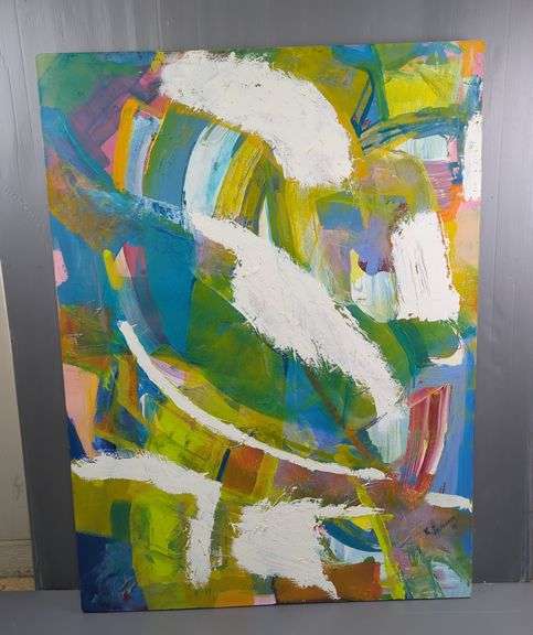 Kiril Jeliazkov (Bulgarian/American, 1977-  ) Untitled Nonobjective Abstract Art, Acrylic On Canvas, Signed, With Appraisal, 36" x 49"