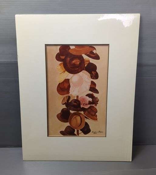Hsing-Hua Chang (Kansas City-20th Century) 'Hats' Limited Edition Print, Signed And Numbered, 86/500, Includes Matte,  21" x 16.25"