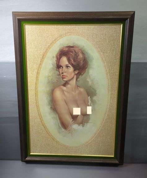 Leo Jansen (Dutch 1930-1980) 'Melody' Print Of Oil Painting, Framed Under Plexiglass, 42" x 30", Mature Audience See Additional Photos