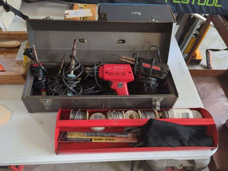 Craftsman Metal Tool Box with Soldering Guns, Pencil Torch, Wire, And More