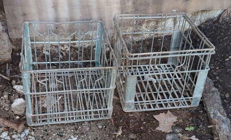 Metal Wire Milk Crates, Qty 2