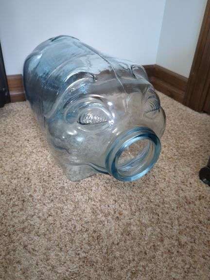 Glass Piggy Bank Marked "This Little Piggy Went To Market"