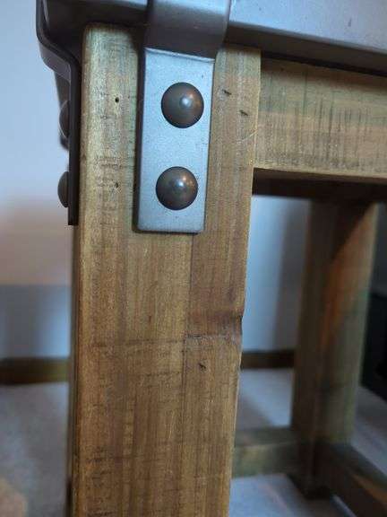 Restoration Hardware Wood and Metal Side Table, See Lot 214 For Matching Item
