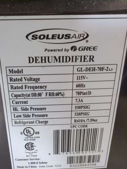 Soleus Air 70 Pint Dehumidifier