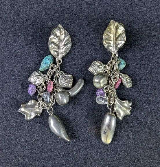Statement Necklace and Earrings with Stones and Metal Elements