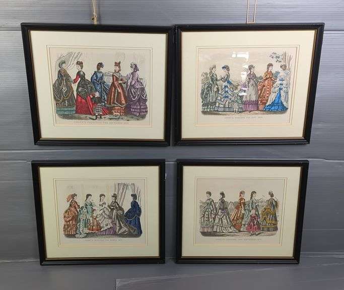 Godey's Fashions For 1870 Prints, Double Matted And Framed, 14" x 16", Qty 4