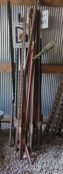 Metal Fence Posts, Some Include Railroad Sign, Approx Qty 15